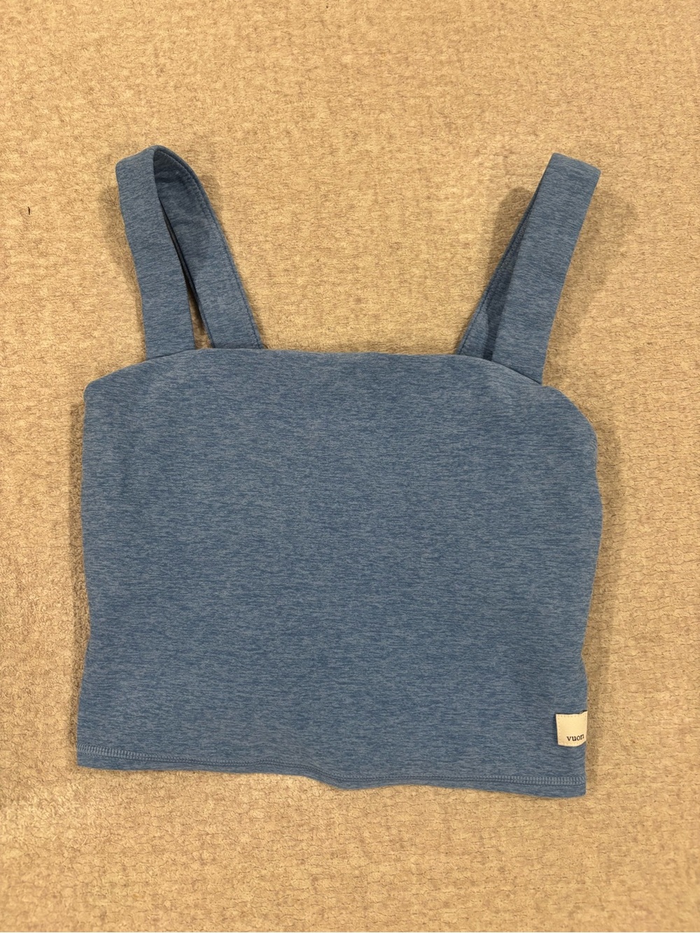 Vuori Heathered Blue Square-Neck Crop Cami